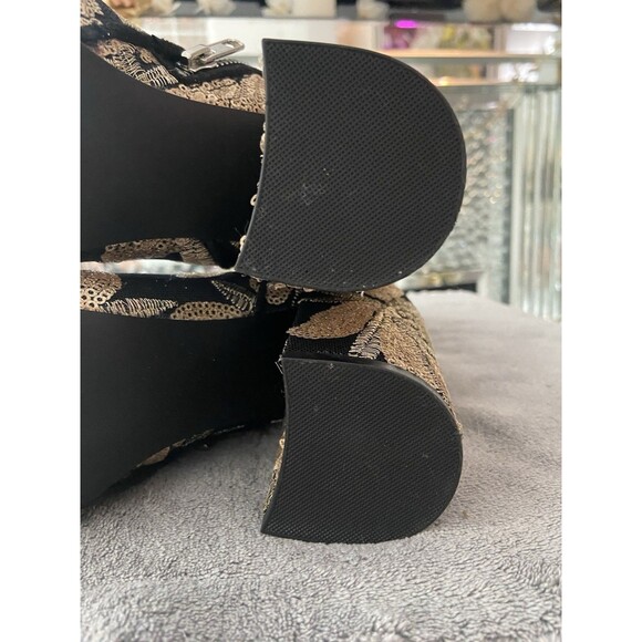 Steve Madden Goldie Black and Gold Metallic Sequin Embellished Booties Size 6.5 - Picture 16 of 16